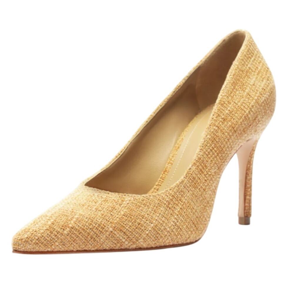 Schutz Womens Lou Slip On Pumps US 11 B Beige Tan Raffia NIB
